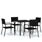 Set Mobili da Pranzo da Giardino 5 pz Nero