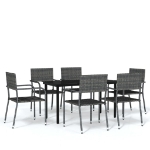 Set Mobili da Pranzo da Giardino 7 pz Grigio