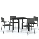 Set Mobili da Pranzo da Giardino 5 pz Grigio