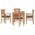 Set da Pranzo per Giardino 5 pz in Legno Massello di Teak