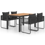 Set da Pranzo da Giardino 5 pz in Rattan PVC Nero e Marrone