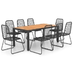 Set da Pranzo da Giardino 9 pz in Rattan PVC Nero e Marrone