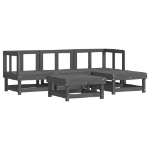Set Salotto da Giardino 5 pz Grigio in Legno Massello di Pino