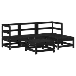 Set Salotto da Giardino 5 pz Nero in Legno Massello di Pino