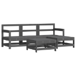 Set Salotto da Giardino 5 pz Grigio in Legno Massello di Pino