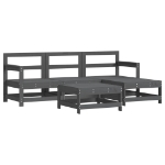 Set Salotto da Giardino 5 pz Grigio in Legno Massello di Pino