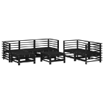 Set Salotto da Giardino 7 pz Nero in Legno Massello di Pino