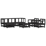 Set Salotto da Giardino 7 pz Nero in Legno Massello di Pino