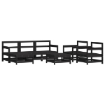 Set Salotto da Giardino 7 pz Nero in Legno Massello di Pino