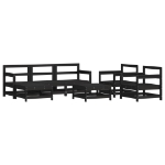 Set Salotto da Giardino 7 pz Nero in Legno Massello di Pino