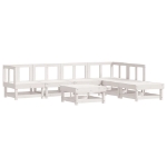 Set Salotto da Giardino 7 pz Bianco in Legno Massello di Pino