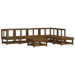 Set Salotto da Giardino 7 pz Miele in Legno Massello di Pino