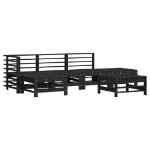 Set Salotto da Giardino 6 pz Nero in Legno Massello di Pino