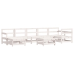 Set Salotto da Giardino 8 pz in Legno Massello di Pino Bianco