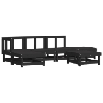 Set Salotto da Giardino 6 pz Nero in Legno Massello di Pino