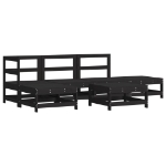 Set Salotto da Giardino 6 pz Nero in Legno Massello di Pino