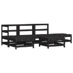 Set Salotto da Giardino 6 pz Nero in Legno Massello di Pino