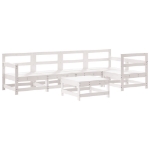 Set Salotto da Giardino 6 pz Bianco in Legno Massello di Pino