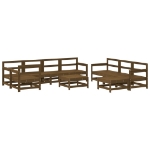 Set Salotto da Giardino 10 pz in Legno Massello di Pino Miele