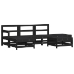 Set Salotto da Giardino 6 pz Nero in Legno Massello di Pino