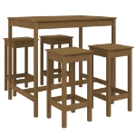 Set Bar da Giardino 5 pz Miele in Legno Massello di Pino