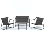 Set Salotto da Giardino 4 pz con Cuscini in Acciaio Antracite
