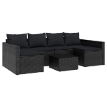 Set da Giardino 2 pz con Cuscini Nero in Polyrattan