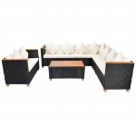 Set Divani da Giardino 6 pz con Cuscini in Polyrattan Nero