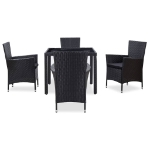 Set da Pranzo da Giardino 5 pz in Polyrattan Nero