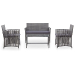 Set Divani da Giardino 4 pz con Cuscini in Polyrattan Antracite