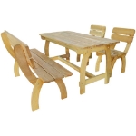 Set da Pranzo per Esterni 4 pz in Legno di Pino Impregnato