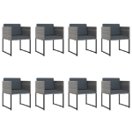 Set Pranzo da Giardino 13 pz con Cuscini in Polyrattan Grigio