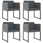 Set Pranzo da Giardino 9 pz con Cuscini in Polyrattan Grigio