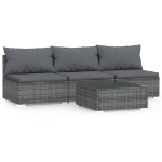 Set Divani da Giardino 4 pz con Cuscini in Polyrattan Grigio