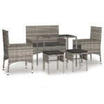 Set Divani da Giardino 6 pz con Cuscini in Polyrattan Grigio