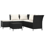 Set Divani da Giardino 4 pz con Cuscini Nero in Polyrattan