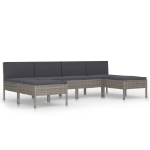 Set Divani da Giardino 6 pz con Cuscini in Polyrattan Grigio