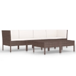 Set Divani da Giardino 6 pz con Cuscini in Polyrattan Marrone