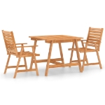 Set da Pranzo da Giardino 3 pz in Legno Massello di Acacia