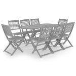 Set da Pranzo per Giardino 9 pz Legno Massello di Acacia Grigio