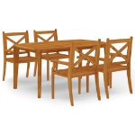 Set da Pranzo per Giardino 5 pz in Legno Massello di Acacia