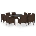 Set da Pranzo da Giardino in Polyrattan 11 pz Marrone