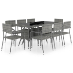 Set Mobili da Pranzo Giardino 9 pz Polyrattan Antracite Grigio