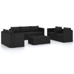 Set Divani da Giardino 9 pz con Cuscini in Polyrattan Nero