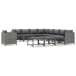 Set Divani da Giardino 12 pz con Cuscini in Polyrattan Grigio