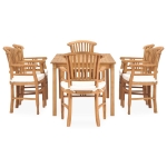 Set da Pranzo da Giardino 7 pz con Cuscini in Legno di Teak