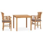 Set da Pranzo da Giardino 3 pz con Cuscini in Legno di Teak