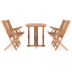 Set da Pranzo da Giardino 5 pz Pieghevole in Massello di Teak