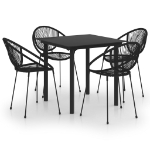 Set da Pranzo da Giardino 5 pz in Rattan PVC Nero