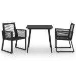 Set da Pranzo da Giardino 3 pz in Rattan PVC Nero